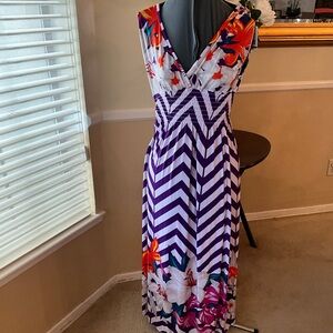 Purple Maxi Low Back Ruched Floral Women's Dress